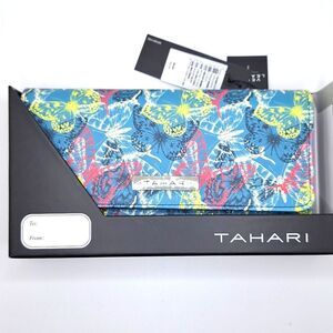 Tahari vegan leather Trifold Butterfly Wallet multicolor RFID LINING